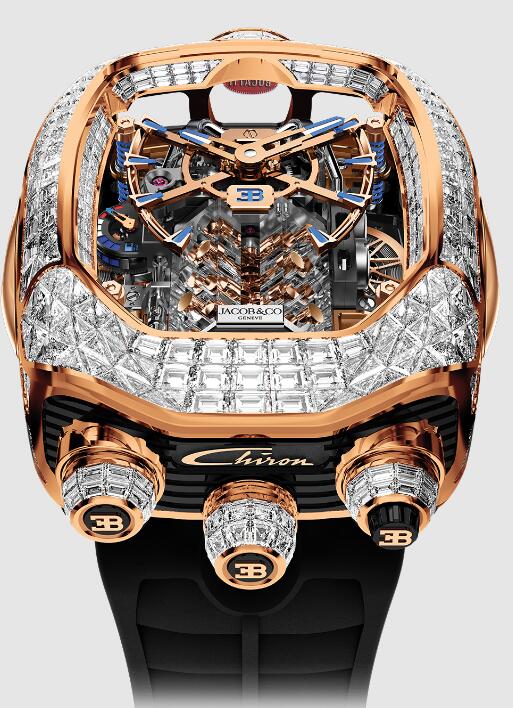 Review Jacob & Co BUGATTI CHIRON TOURBILLON BAGUETTE WHITE DIAMONDS BU800.40.BD.BD.A Replica watch